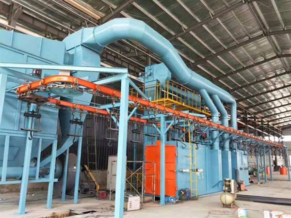 Suspended chain shot blasting machine