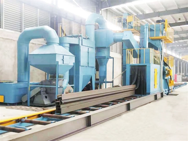 Retrofitting of through-feed-type shot blasting machine